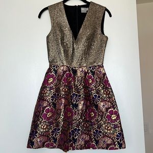 Asos Fun Brocade Shiny Textured Gold Mini Dress 0